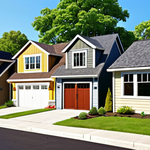 Home 6 **
Prompt: Quaint suburban street, showcasing a variety of American home styles. Focus on the roofs: a classic gable roof on a farmhouse, a modern shed roof on a contemporary home addition, and a glimpse of asphalt shingles in various colors. Sunny day, green lawns, focus on showcasing architectural diversity.
**