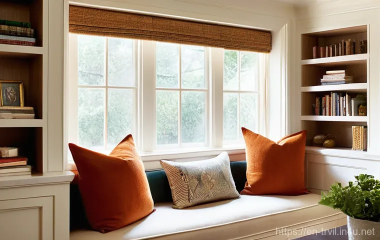 전통주택의 공간 활용 - **A Serene Integrated Reading Nook:** A cozy and inviting traditional living room corner designed fo...